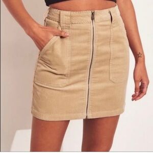 NWT Hollister ultra high rise tan corduroy mini skirt Size 0.